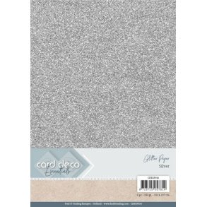  Card Deco Glitter karton  Silver  230 g