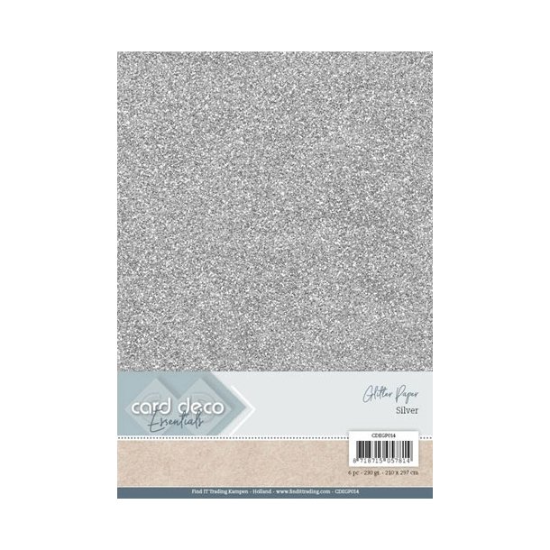  Card Deco Glitter karton  Silver  230 g