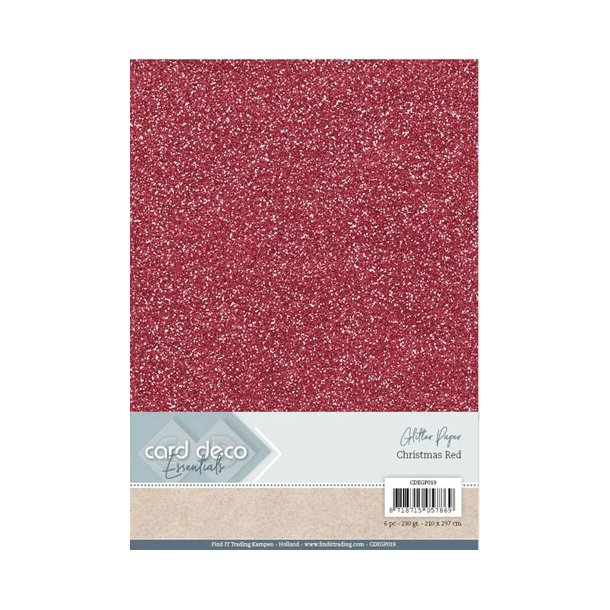 Card Deco Glitter karton A4 Christmas red 