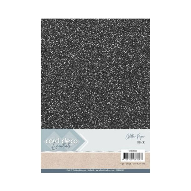  Deco Card Glitter karton Black  230g 