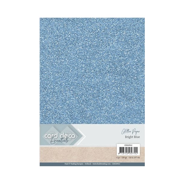  Card Deco glitter karton A4 bright blue 230g