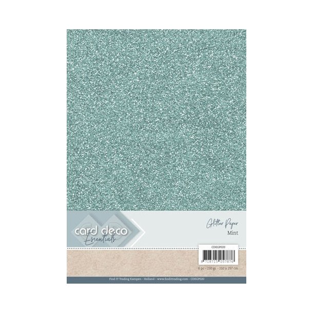  Card Deco glitter karton A4 mint 230g 