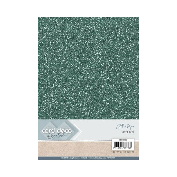 Card Deco Glitter karton A4 Dark Teal 230g
