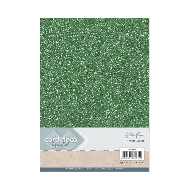  Card Deco Glitter karton A4 Forrest Green 230g