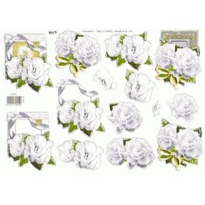 3D TBZ Hvide blomster med glimmer