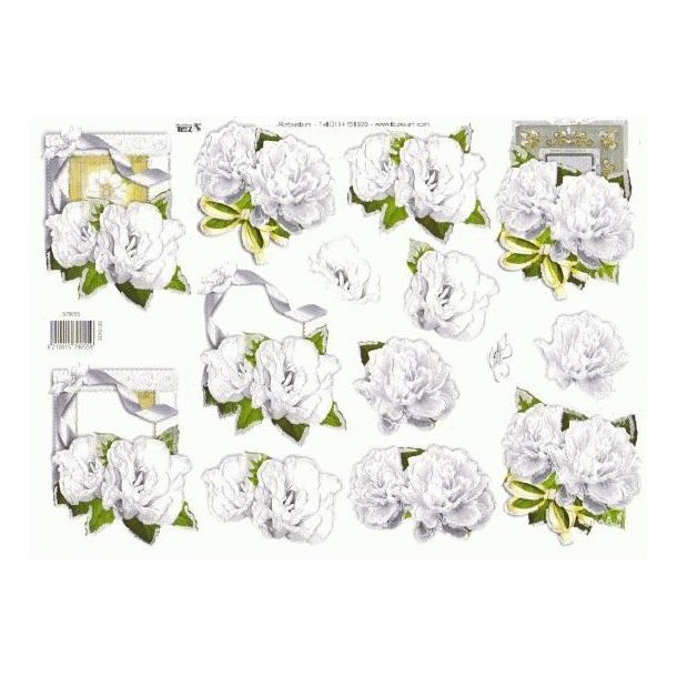 3D TBZ Hvide blomster med glimmer
