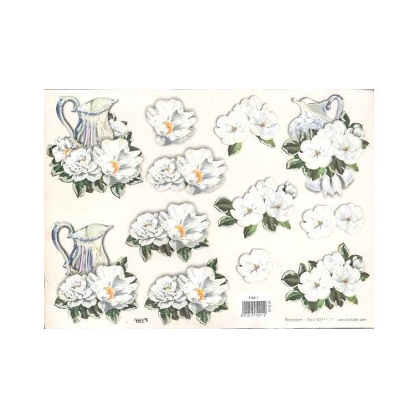 3D TBZ Hvide blomster og kander