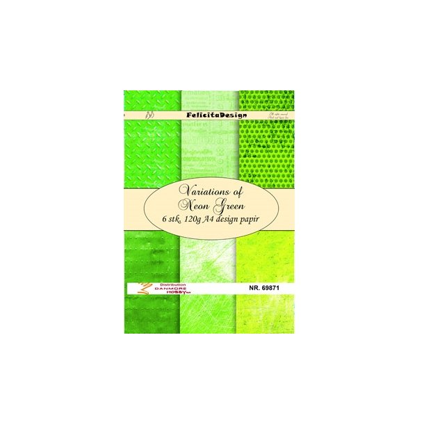 Felicita Design Variations af neon green A4 6 stk 120g
