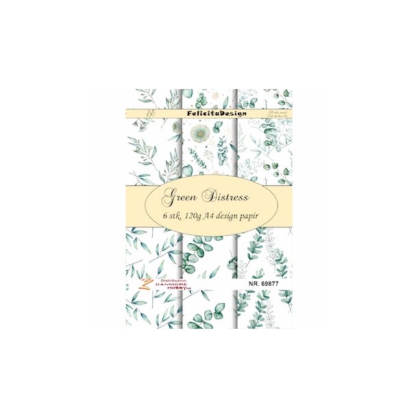 Felicita Design Green Distress 6 stk A4 120g