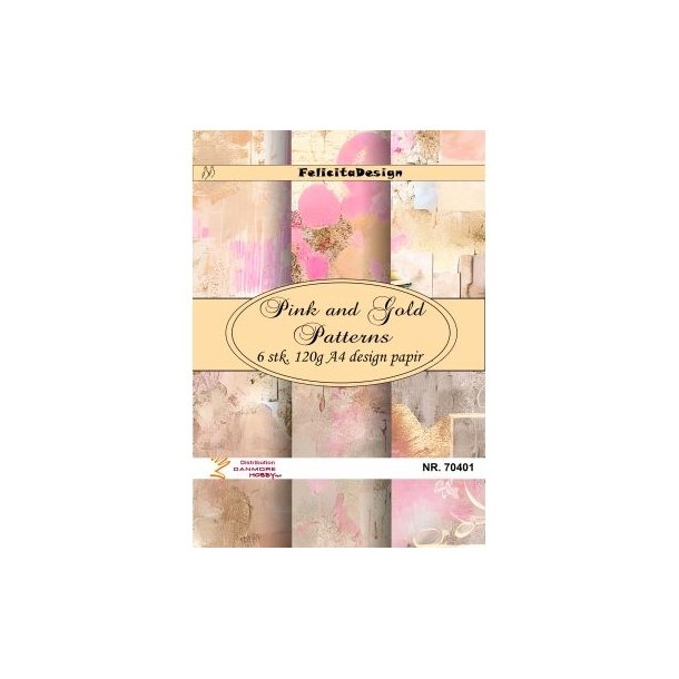 Felicita Design A4 Pink and gold patterns 6 stk 120g