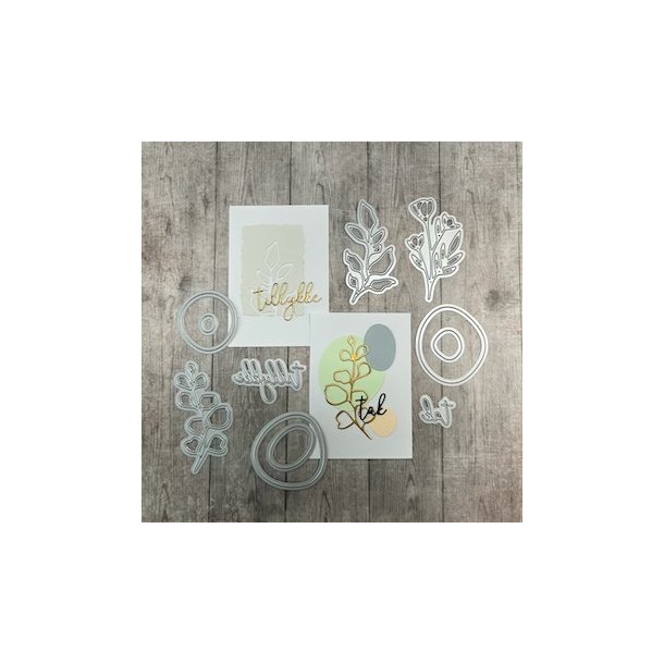 Dan Dies Blomster cirkler og blade St�rste cirkel 5cm i diameter. Blomstergrene ca 7,5x3,5-4cm