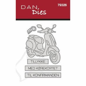 Dan Dies Scooter med 3 tekster 5,6x6,3cm