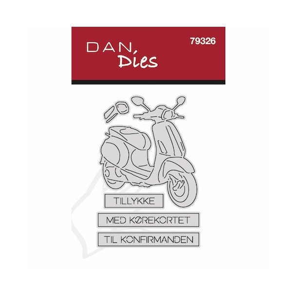 Dan Dies Scooter med 3 tekster 5,6x6,3cm