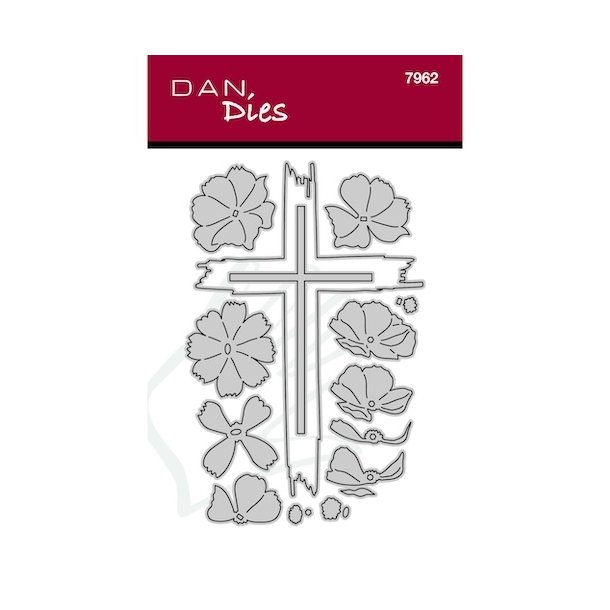 Dan Dies Kors med blomster Rustikt kors: 8x11,7 cm Kors: 5x8 cm Blomst 1 (rektangel): 3x3 cm