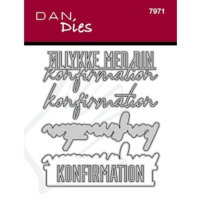 Dan Dies Tillykke med .... Blandet tekst: 8,3x2,9 cm, skygge 8,5x3,1 cm Konfirmation: 8,3x2,6 cm, skygge 8,5x2,8 cm KONFIRMATION: 6,2x1,2 cm