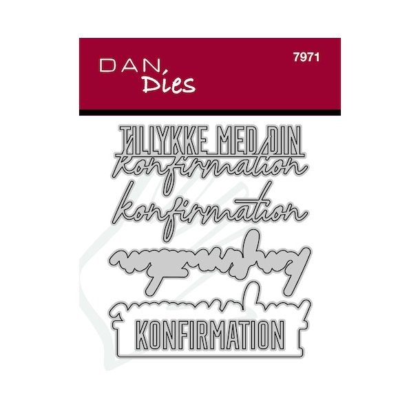 Dan Dies Tillykke med .... Blandet tekst: 8,3x2,9 cm, skygge 8,5x3,1 cm Konfirmation: 8,3x2,6 cm, skygge 8,5x2,8 cm KONFIRMATION: 6,2x1,2 cm