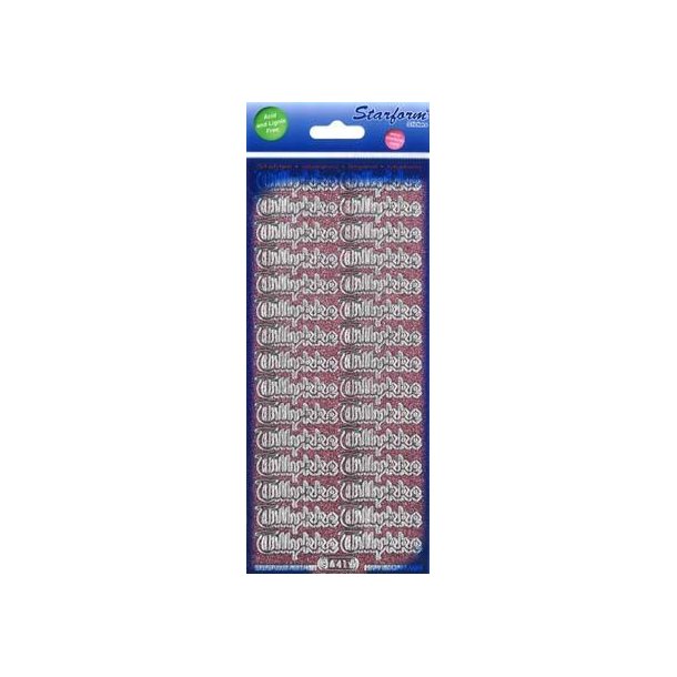  Pink-s�lv Tillykke glitter
