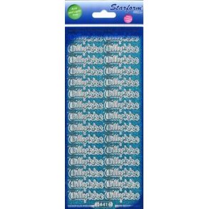 Turkis-s�lv Tillykke glitter