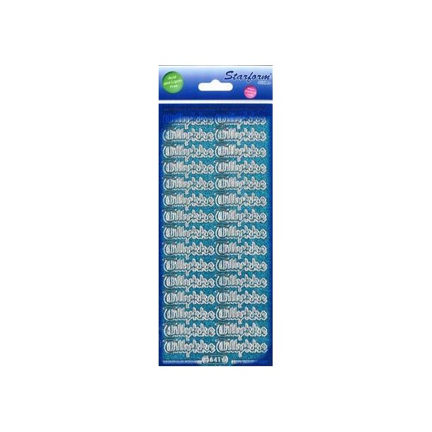 Turkis-s�lv Tillykke glitter