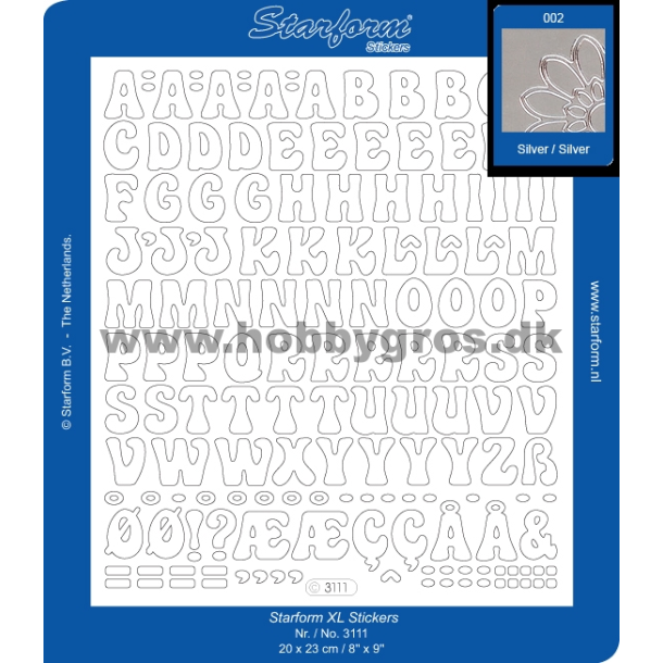  S�lv bogstaver ca 2cm