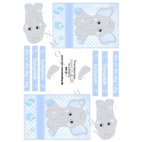3D Lysebl� elefant