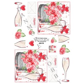 3D  Champagneglas bryllup