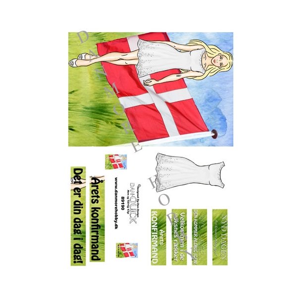 3D  Konfirmandpige med flag A5
