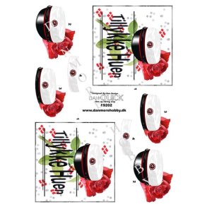 3D  Studenterhue og r�d rose