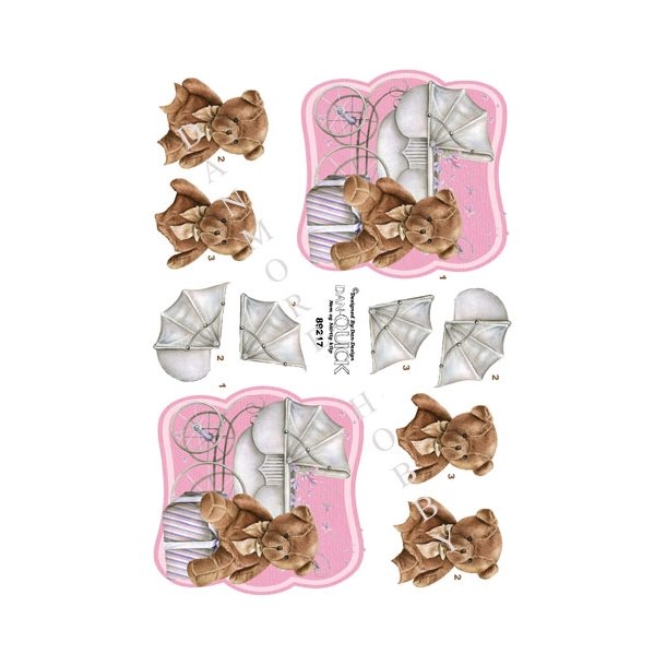 3D Bamse og barnevogn lyser�d