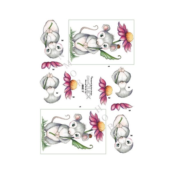  3D Mus med blomst