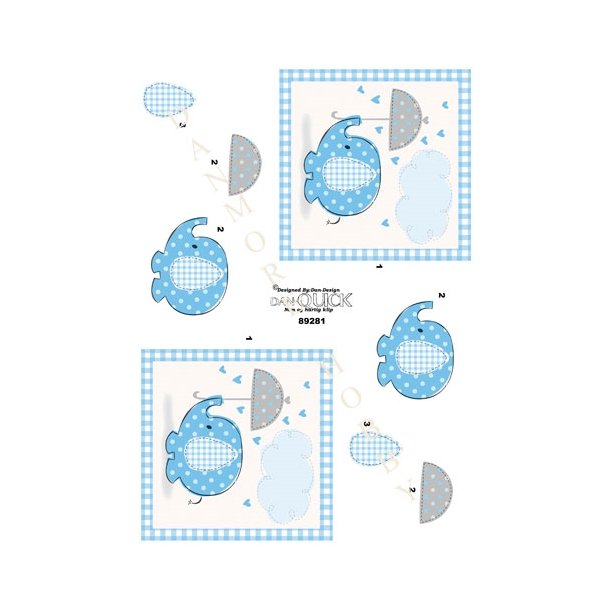  3D Lysebl� babyelefant