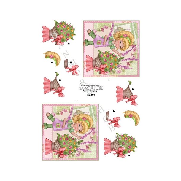  3D Pige med blomster