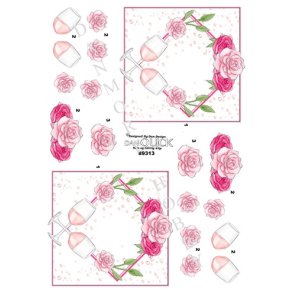  R�dvinsglas og blomster