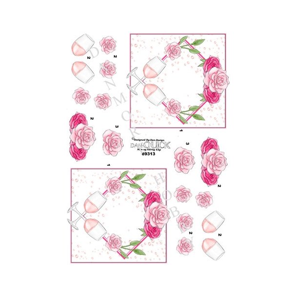  R�dvinsglas og blomster