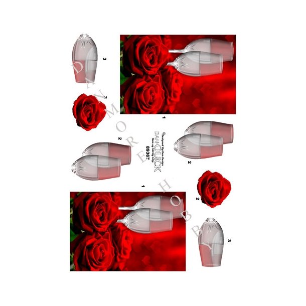89367DQ 3D Glas med roser