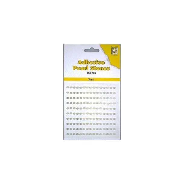  NS Selvkl�bende halvperler hvide nuancer 3 mm 150 stk