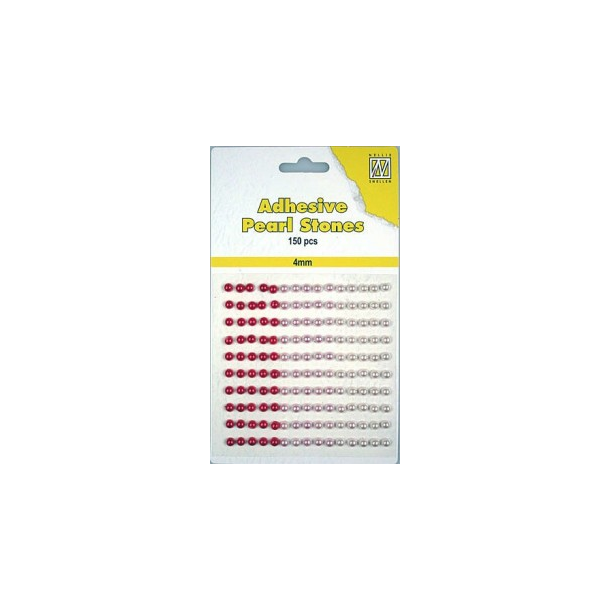 NS Selvkl�bende halvperler r�de nuancer 4 mm 150 stk