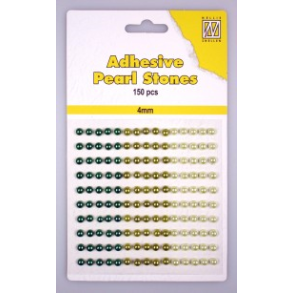 NS Selvkl�bende halvperler gr�nne nuancer 4 mm 150 stk