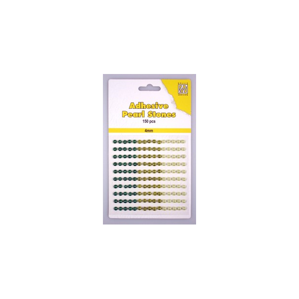 NS Selvkl�bende halvperler gr�nne nuancer 4 mm 150 stk