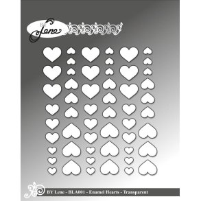 By Lene Enamel hearts Transparent 54 stk 11x13, 8x10 & 5x6mm