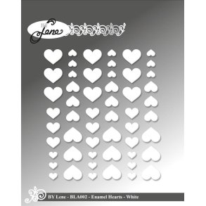 By Lene Enamel hearts Hvid 54 stk 11x13, 8x10 & 5x6mm