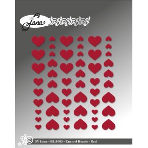 By Lene Enamel hearts R�d 54 stk 11x13, 8x10 & 5x6mm