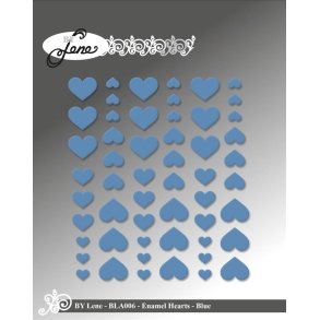 By Lene Enamel hearts Bl� 54 stk 11x13, 8x10 & 5x6mm
