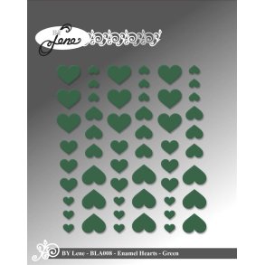 By Lene Enamel hearts Julegr�n 54 stk 11x13, 8x10 & 5x6mm