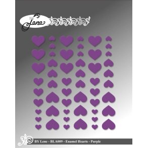 By Lene Enamel hearts Lilla 54 stk 11x13, 8x10 & 5x6mm