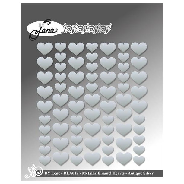 By Lene Enamel hearts Silver 70 stk