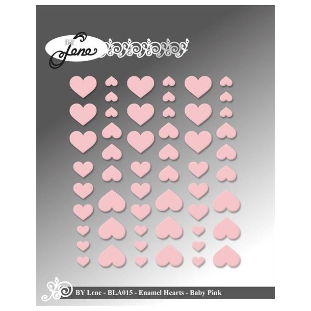 By Lene Enamel Hearts Baby pink 54 stk