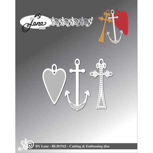 By Lene dies Faith-hope-lov Heart 2,3x4cm