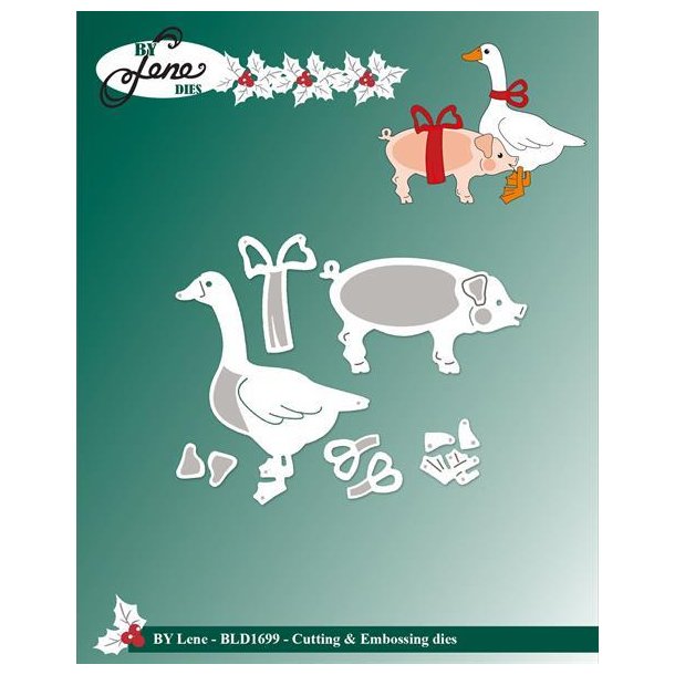 By Lene dies Christmas duck and pig And: 3,7x5cm