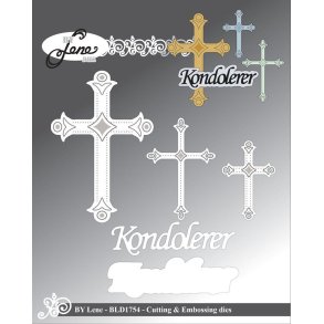 By Lene dies Kondolerer Tekst med baggrund St�rste 5,2x7,7cm